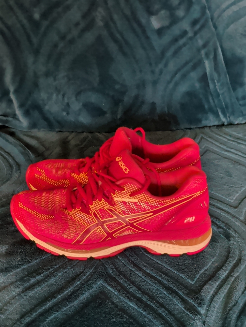 ASICS Women's Pink and Yellow Running Sneakers